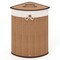 Yellow Wicker Corner Laundry Hamper with Lid and Removable Liner, 58L Capacity
